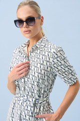 Хлопковое платье в морском стиле с поясом URS / ЮРС