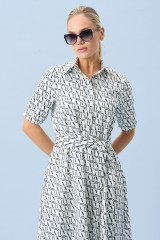 Хлопковое платье в морском стиле с поясом URS / ЮРС