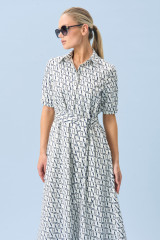 Хлопковое платье в морском стиле с поясом URS / ЮРС