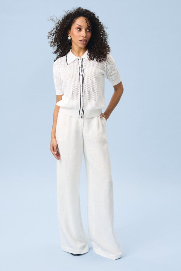 Джемпер поло женский ажурный белый URS ЮРС