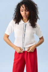 Джемпер поло женский ажурный белый URS ЮРС