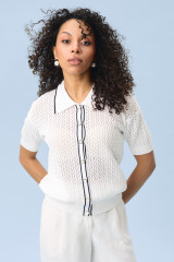 Джемпер поло женский ажурный белый URS ЮРС