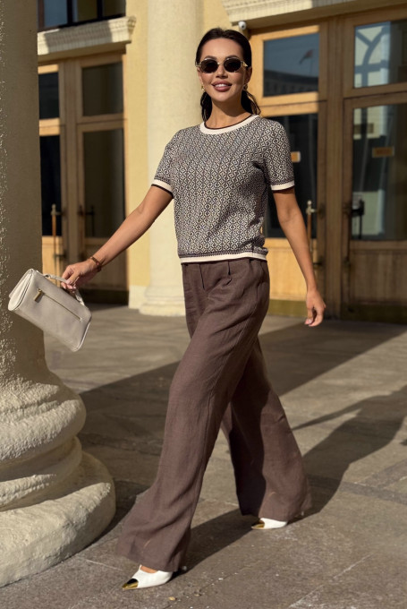 Коричневый летний джемпер женский 5241