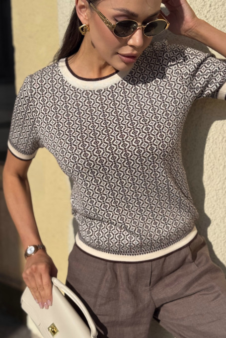 Коричневый летний джемпер женский 5241