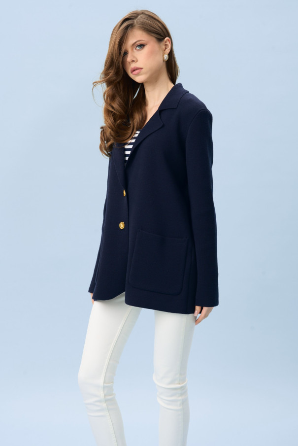 Синий жакет женский URS ЮРС трикотажный