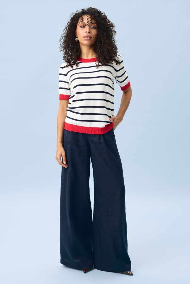 Джемпер в полоску женский с коротким рукавом URS ЮРС