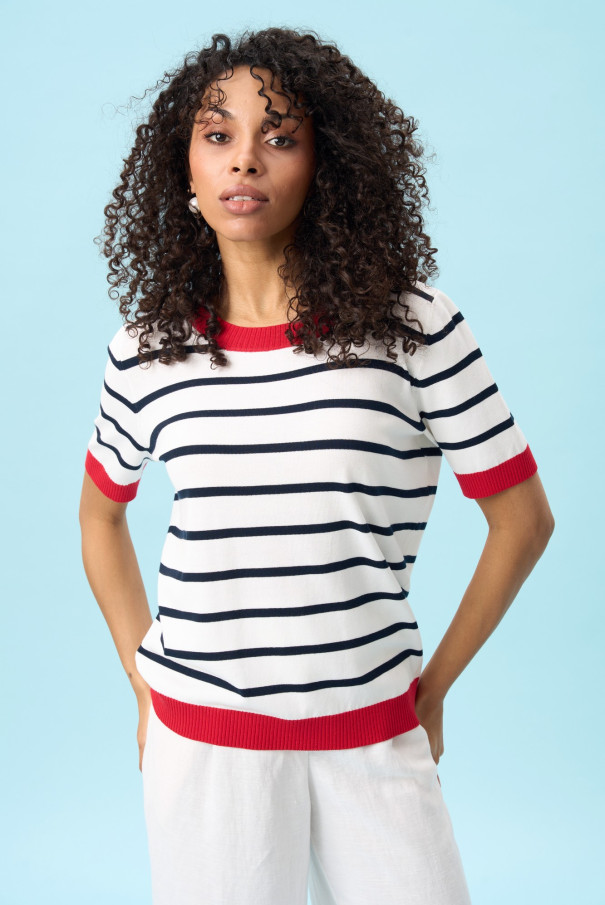 Джемпер в полоску женский с коротким рукавом URS ЮРС