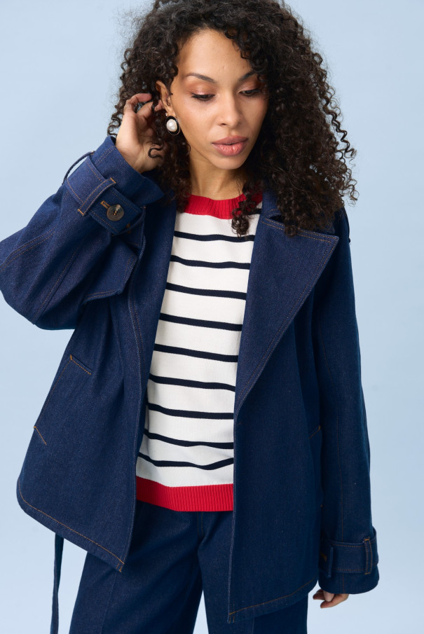 Джемпер в полоску женский с коротким рукавом URS ЮРС