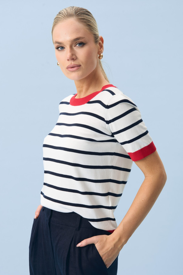 Джемпер в полоску женский с коротким рукавом URS ЮРС