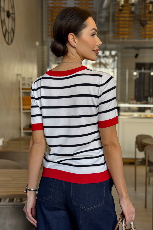 Джемпер в полоску женский с коротким рукавом URS ЮРС