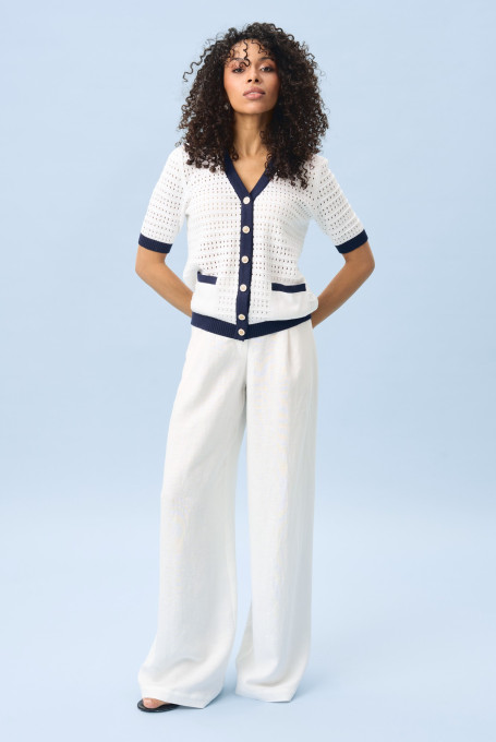 Белый летний жакет в морском стиле 5332