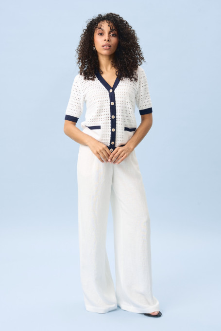 Белый летний жакет в морском стиле 5332