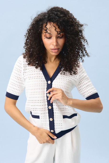 Белый летний жакет в морском стиле 5332